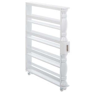 The Lakeside Collection Wooden Can Organizer & Spice Rack - Slim Rolling Kitchen Cart - 1 of 4