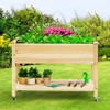 Tangkula Elevated Garden Bed Wood Planters with Storage Shelf Wheels & Liner Suitable for Vegetable Flower Herb - 2 of 4