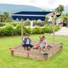 Costway Kids Wooden Sandbox with Height Adjustable & Rotatable Canopy Outdoor Playset - image 3 of 4