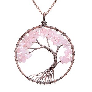 Handmade Genuine Gemstone Chakra Tree of Life Pendant Necklace - 1 of 1