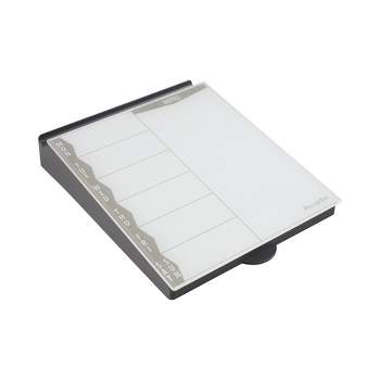 MessageStor 18in x 36in Magnetic Dry-Erase Glass Board and 4 Rare Earth Magnets - White Brick