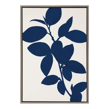 23" x 33" Sylvie Blue Botanical Framed Canvas Gray - Kate & Laurel All Things Decor