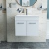 KWPZQEB Modern Wall-Mounted Bathroom Vanity with Sink Combo, Floating Cabinet with Double Doors & Long Metal Handles for Small Space, White - 2 of 4