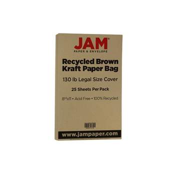 JAM Paper Extra Heavyweight Cardstock Paper 130 lbs. 8.5" x 14" Brown Kraft 25 Sheets/Pack