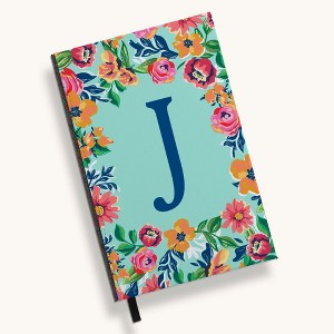 Personalization Mall Flowery Initial Journal, Blue Aqua - 1 of 4