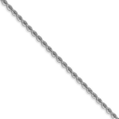Black Bow Jewelry 2mm, 14k White Gold, Handmade Solid Rope Chain Necklace