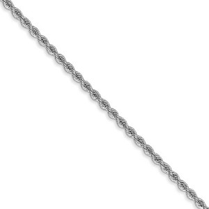 Black Bow Jewelry 2mm, 14k White Gold, Handmade Solid Rope Chain Necklace - 1 of 4