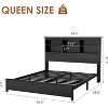 Acekool Bed Frame with 2-Tier Bookcase Storage Headboard, Sturdy Metal Platform, Under Bed Storage, Black Embossed Finish - 2 of 4