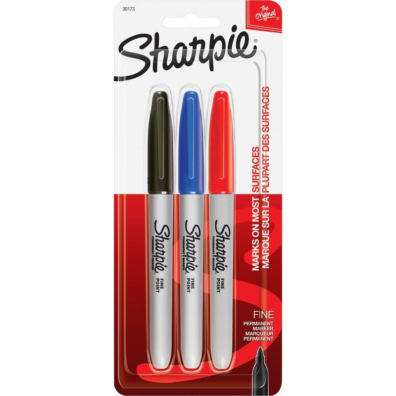 Sharpie Permanent Marker Fine Point 3/PK Assorted 30173PP, 1 of 5