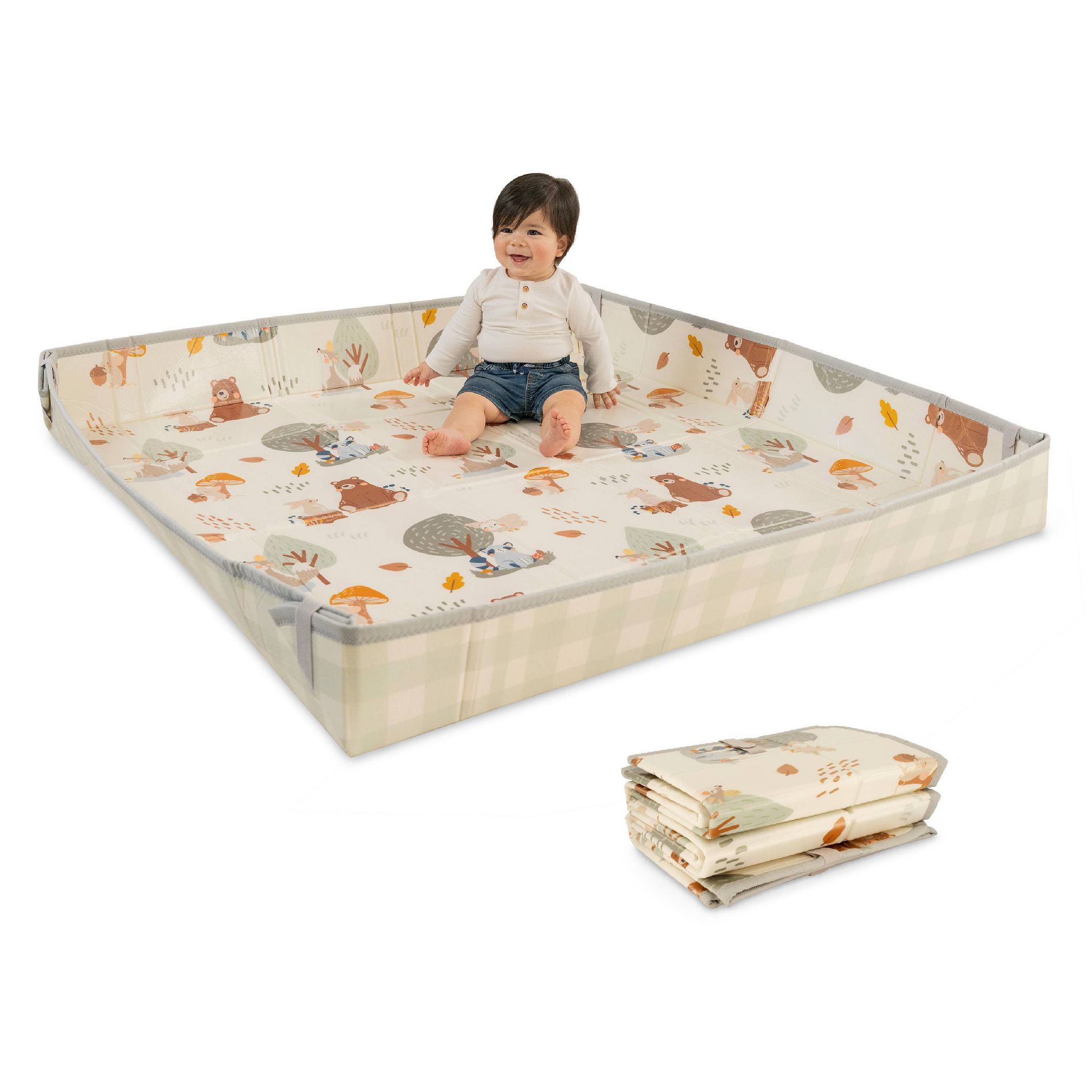 Infantino Foldable Soft Foam Mat - Woodland: Sensory Development, Baby Learning Toy