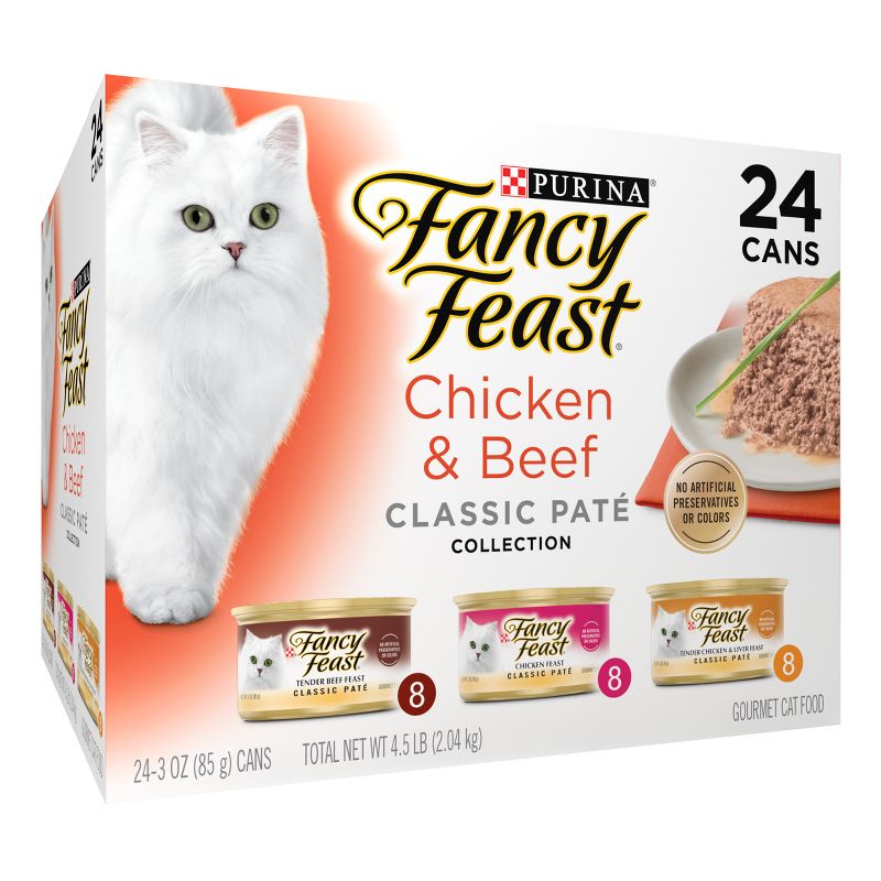Purina Fancy Feast Classic Pat&#233; Variety Pack Chicken &#38; Beef Flavor Wet Cat Food Cans - 3oz/24ct, 5 of 10