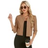 Coolmee Women's 3/4 Sleeve Cropped Coat Lightweight Notch Collar Blazer Jacket Business Casual - 4 of 4