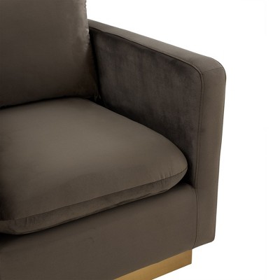 Dark Grey Velvet Wood Frame Accent Chair