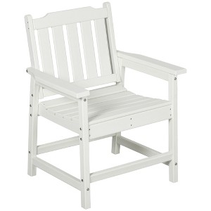Outsunny All-Weather Patio Chair, HDPE Patio Dining Chair, Heavy Duty Wood-Like Outdoor Furniture - 1 of 4