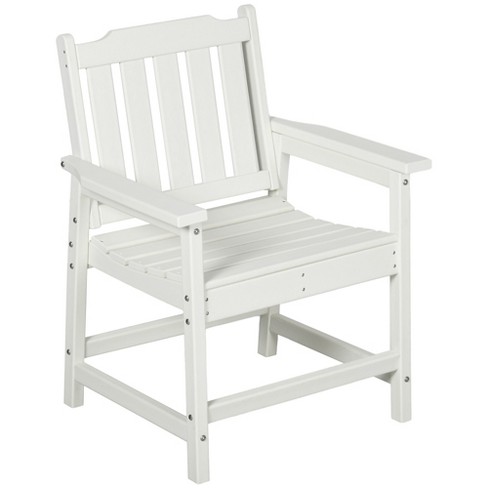 Outsunny Plastic Patio Chairs Outdoor Dining Chair with Armrests Outdoor Armchair for Lawn Garden Poolside Backyard White