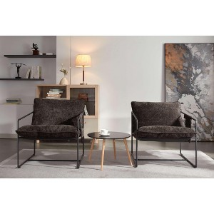 Racxily Set of 2 Upholstered hanging Armchair, Accent Chair with Arm Pocket Metal Frame, Crushed Foam Cushions - 1 of 4