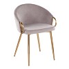LumiSource Set of 2 Claire Dining Chairs Gold/Silver: Upholstered Velvet, Low Back, Steel Legs - 2 of 4
