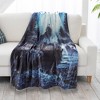 Fleece Throw Blanket- Howling Wolf Pattern, Lightweight Hypoallergenic Bed or Couch Soft Plush Blanket for Adults and Kids by Hastings Home - 2 of 3