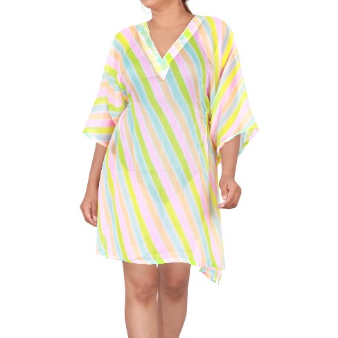 LA LEELA Women's Beachwear Summer Swim Beach Dress Swimwear Women Bathing Suits Swimsuit Coverups for Women Medium-Large Multicolored, Stripe - image 1 of 3