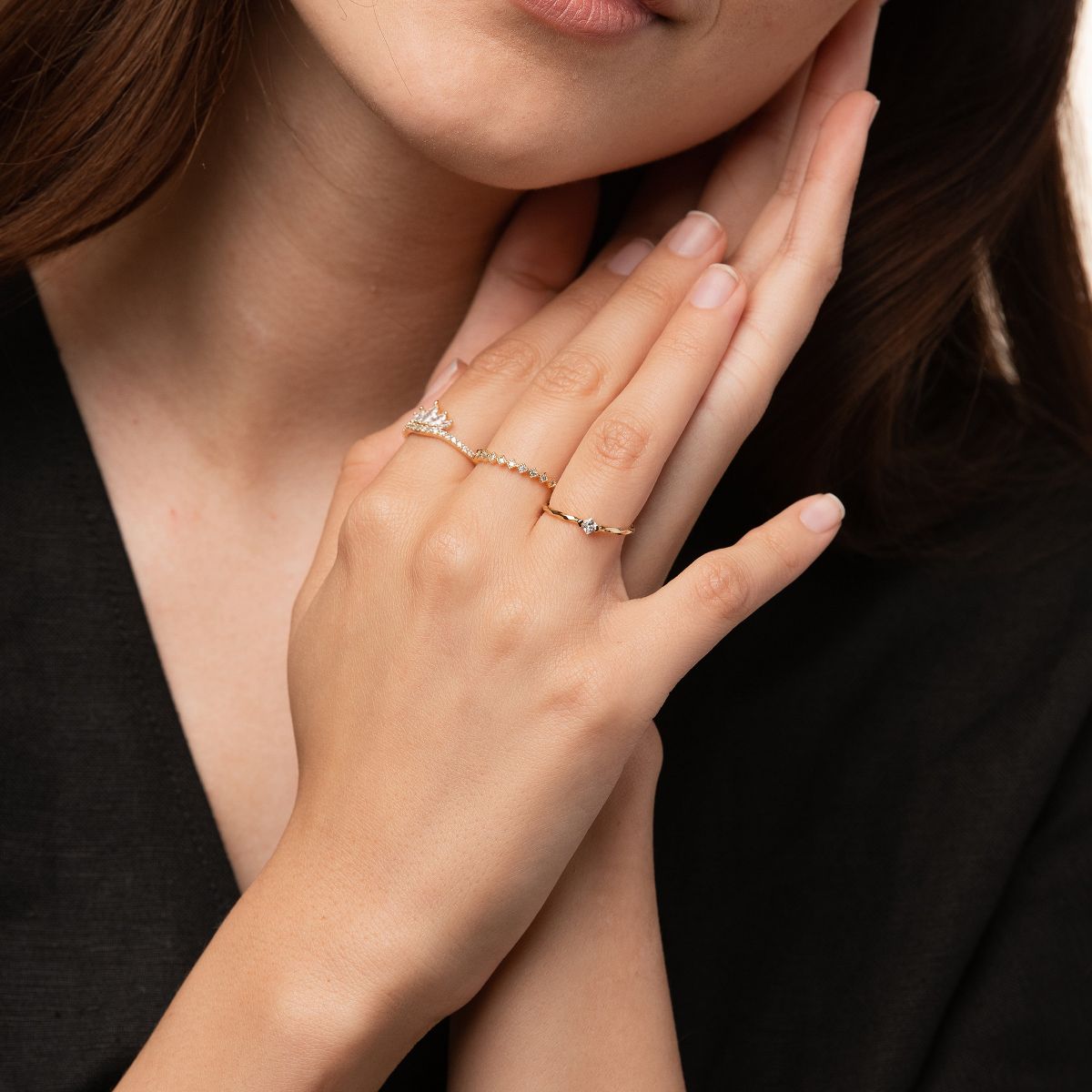 Bearfruit Jewelry Thin Crystal Band Ring - thumbnail 2