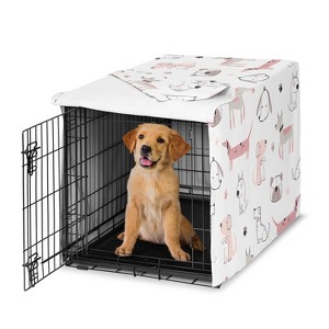 Sweet Jojo Designs Girl Dog Crate Kennel Cover 36in. Cartoon Puppy Dog White and Pink - 1 of 4