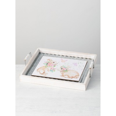 Sullivans Bunny Serving Tray 18.5"L Multicolored