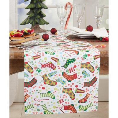 Christmas Stockings Holiday Polyester Table Runner