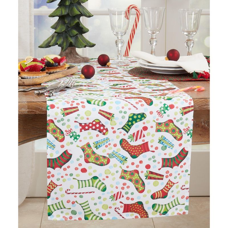 Saro Lifestyle Christmas Stockings Holiday Table Runner, 3 of 4