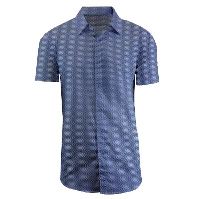 Galaxy By Harvic Men's Slim Fit  Short Sleeve Stretch Printed Dress Shirts