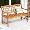 Costway Outdoor Acacia Wood Bench 2-Person Patio Bench with Slatted Seat &  Backrest - 4 of 4