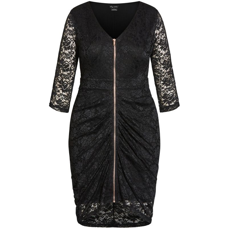 Women's Plus Size Lacey Zip Dress - black | CITY CHIC, 4 of 7