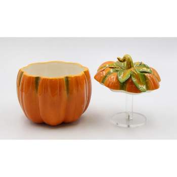Kevins Gift Shoppe Ceramic Halloween Pumpkin Box-Large Kitchen Container Jar