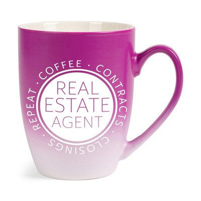 Elanze Designs Coffee Contracts Closings Real Estate Agents Two Toned Ombre Matte Pink and White 12 ounce Ceramic Stoneware Coffee Cup Mug