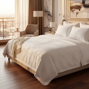 T-300 Micro check Collection White Blended Sheetings By Rifz Textiles - 1 of 4