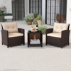 Tangkula 3-Piece Patio Furniture Set PE Rattan Conversation Set w/ Glass Coffee Table Outdoor - 3 of 4