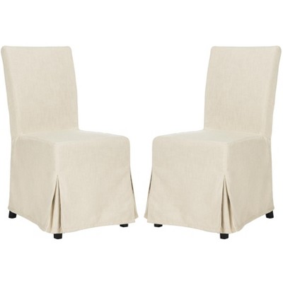 Suzie 18" H Slipcover Dining Chair (Set of 2) - HUD4207 - Beige - Safavieh Couture