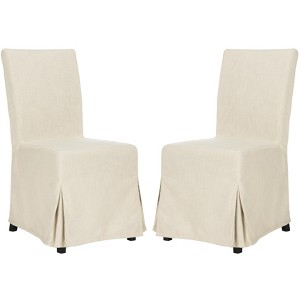 Suzie 18" H Slipcover Dining Chair (Set of 2) - HUD4207 - Beige - Safavieh Couture - 1 of 4
