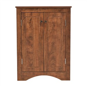 Tramull Space-Saving Triangle Bathroom Storage Cabinet, Adjustable Shelves, Freestanding Corner Cabinet for Kitchen & Bath - 1 of 4