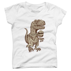 Girl's Design By Humans Velociraptors love cupcakes! By DBHOriginals T-Shirt - 1 of 3