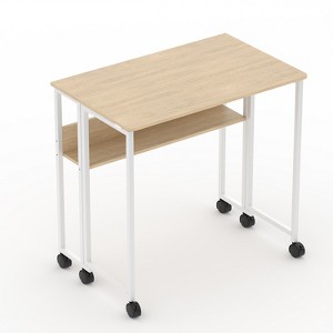 TackView 31.5''Folding Desk Small Rolling Desk with Storage Shelf &Wheels ,Foldable Computer Table for Small Spaces - 1 of 4
