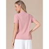 INSPIRE CHIC Women's Eyelet Stripe Summer V Neck Short Sleeve Knit Button Down Shirts - 3 of 4