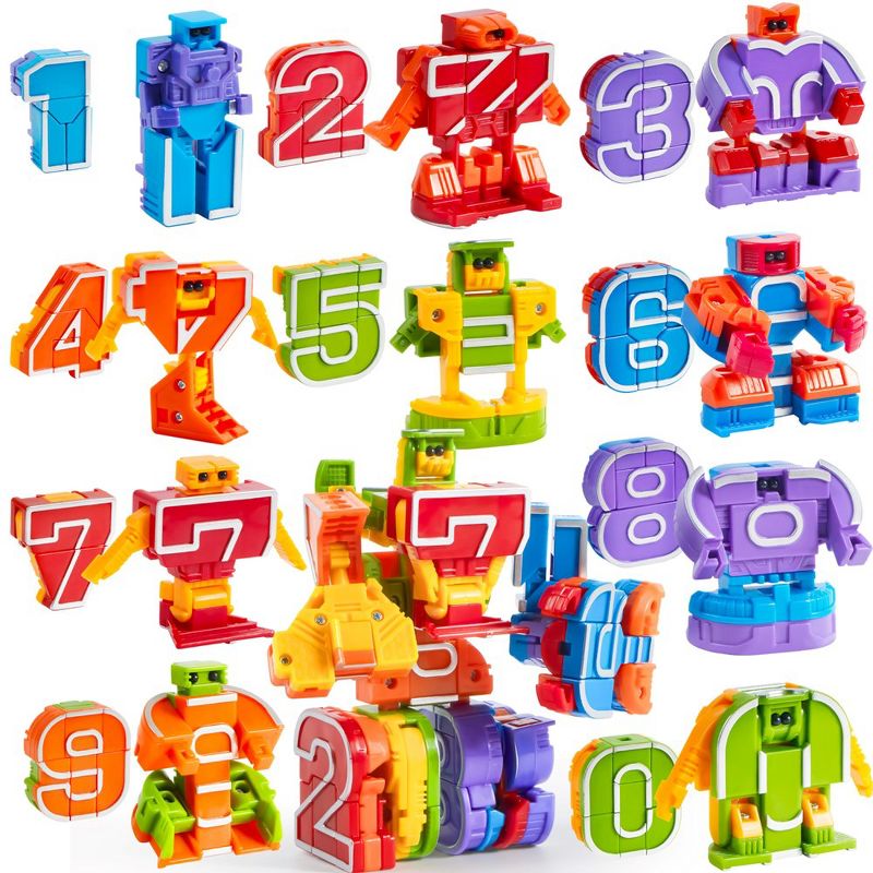 Syncfun 10Pcs Number Bots Toys, Number Block, Action Figure Learning Toys, Number Robots Toys, Educational Toy for Kids Boys Girls, 1 of 8