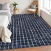 Checkered Rug for Living Room Blue Braided Geometric Print Soft Low-Pile Thin Large Washable Rugs - 2 of 4