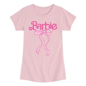 Girls' - Barbie - Barbie Logo Bow Fitted Short Sleeve Graphic T-Shirt - 1 of 3
