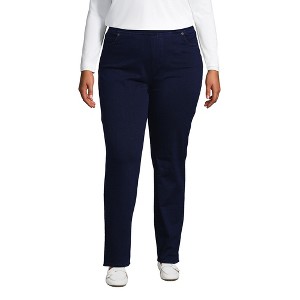 Lands' End Women's Starfish High Rise Knit Denim Straight Jeans - 1 of 4