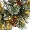 24" Pre-Lit Christmas Wreath with Berries Pinecones Poinsettia Flowers Lighted Artificial Christmas Wreath for Home Indoor Outdoor Decorations - 4 of 4