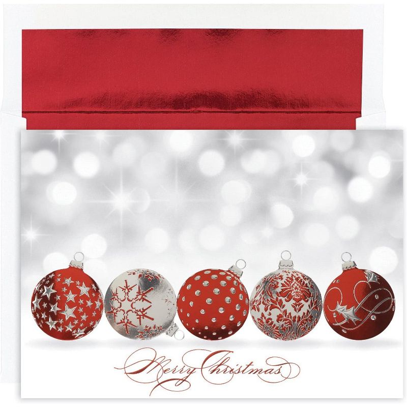 Masterpiece Holiday Collection 15-Count Christmas Cards with Foil Lined Envelopes, Sparkling Ornaments (849200), 1 of 2