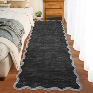 Scalloped Edge Area Rugs for Living Room Bedroom Modern Washable Rug Soft Non Slip Low Pile Accent Carpet - 1 of 4