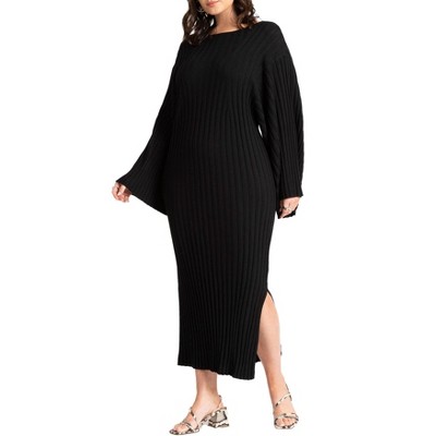 ELOQUII Women's Plus Size Wide Sleeve Maxi Sweater Dress