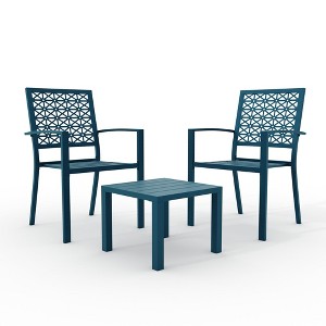 3 Piece Patio Bistro Set, Stackable Patio Furniture Set for 2, Outdoor Bistro Set with Coffee Table and 2 Chairs for Indoor Outdoor - 1 of 4